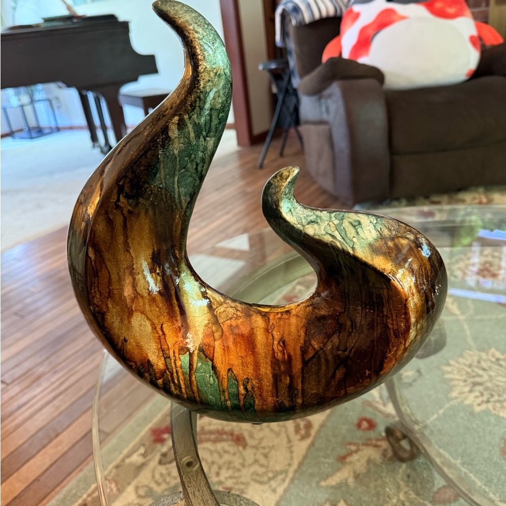 Abstract Sculpture in Brown and Green